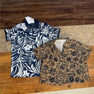 Navy and Brown Floral Casual Shirts